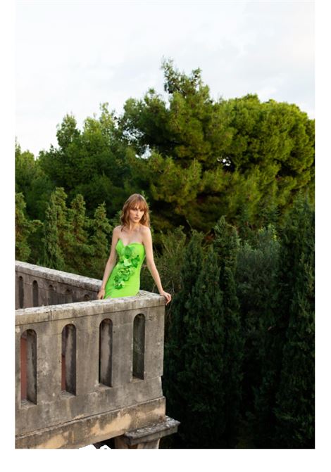 Long dress with flowers on the bodice Maestri MAESTRI | dress | 5026 5026FLIME